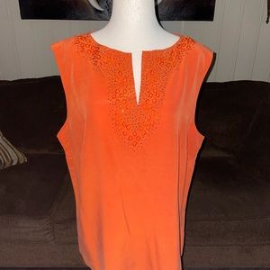Diane Von Furstenberg • Orange • Blouse • Silk Assets • Size Large • New W/ Tags